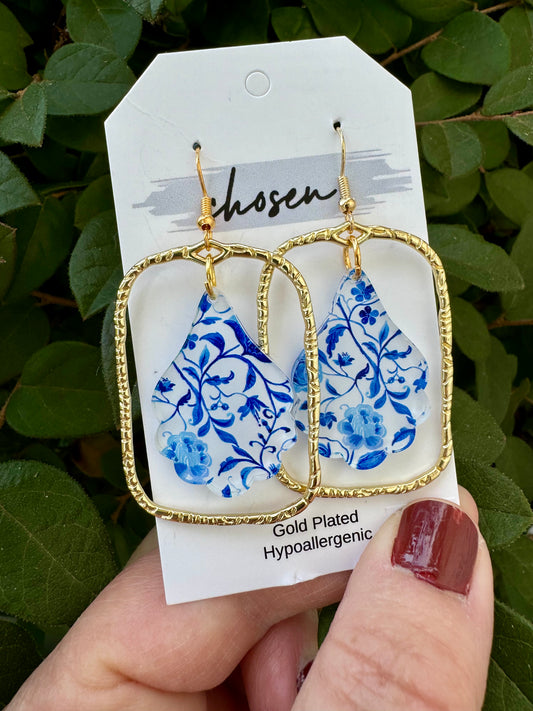 The Molly Blue Willow Acrylic Earrings