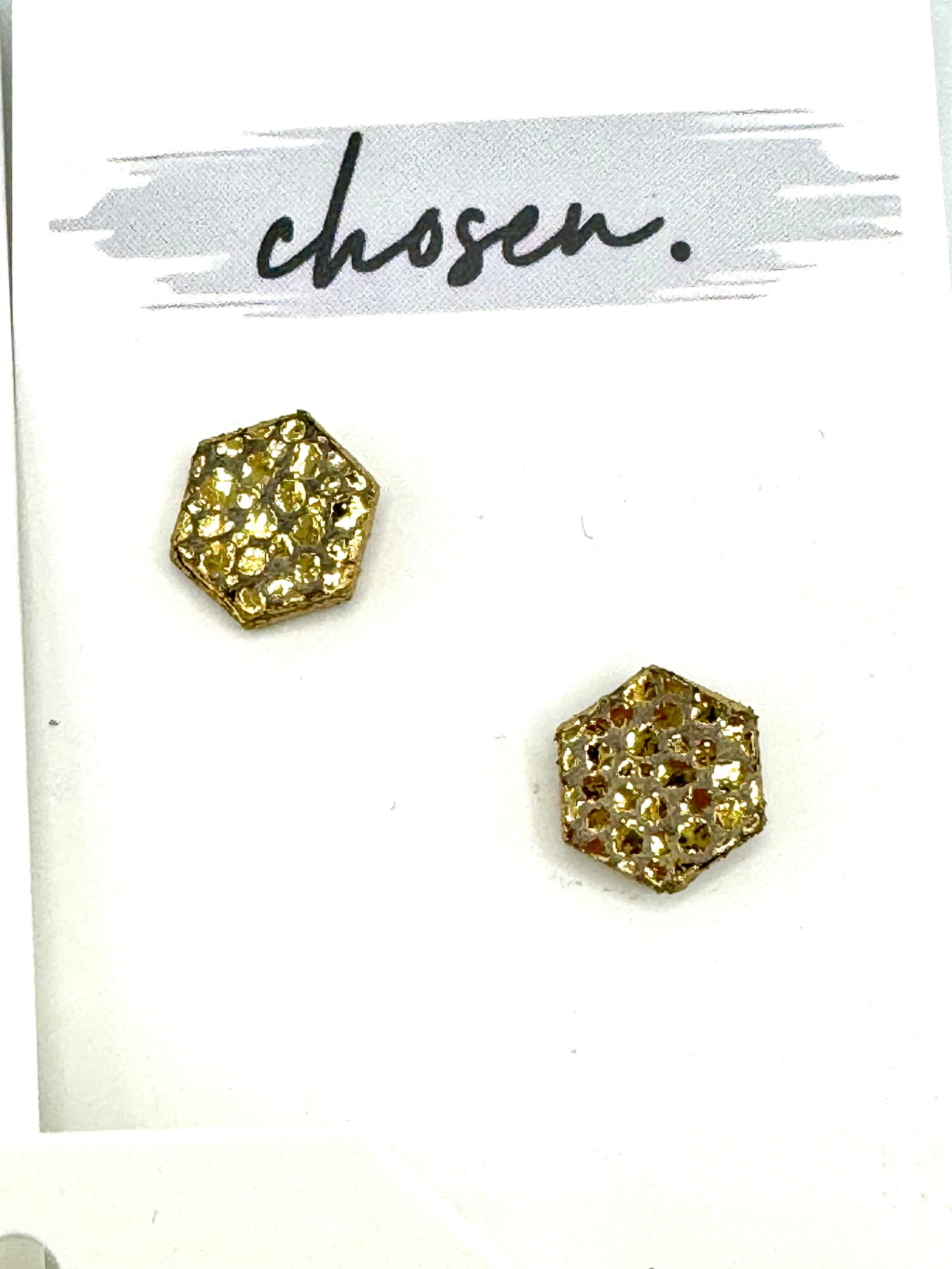 Metallic Leather Geometric Gold Plated Studs