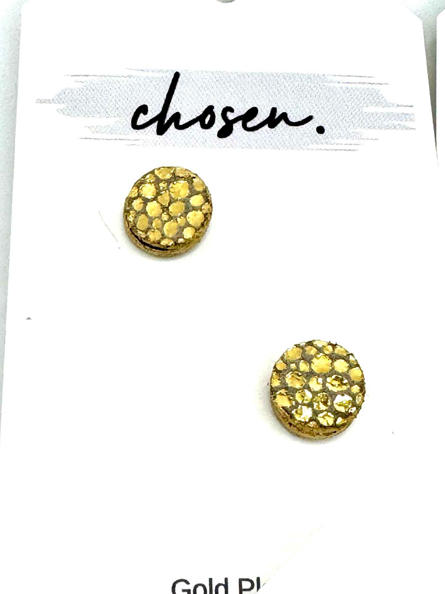 Metallic Leather Geometric Gold Plated Studs