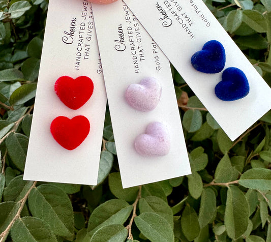 Velvet Heart Stud Earrings