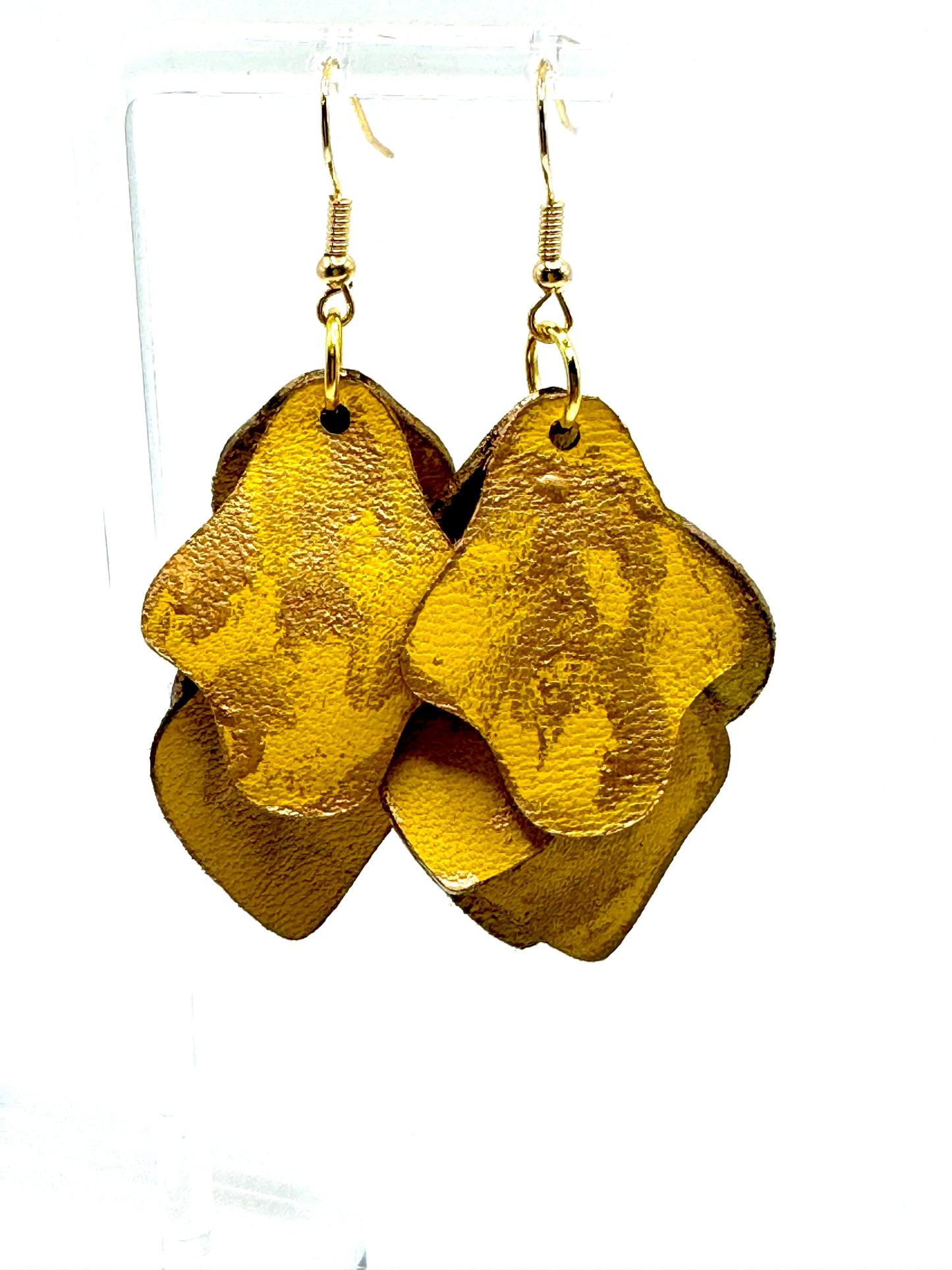 The Mollie Leather Petal Gold Plated Earrings