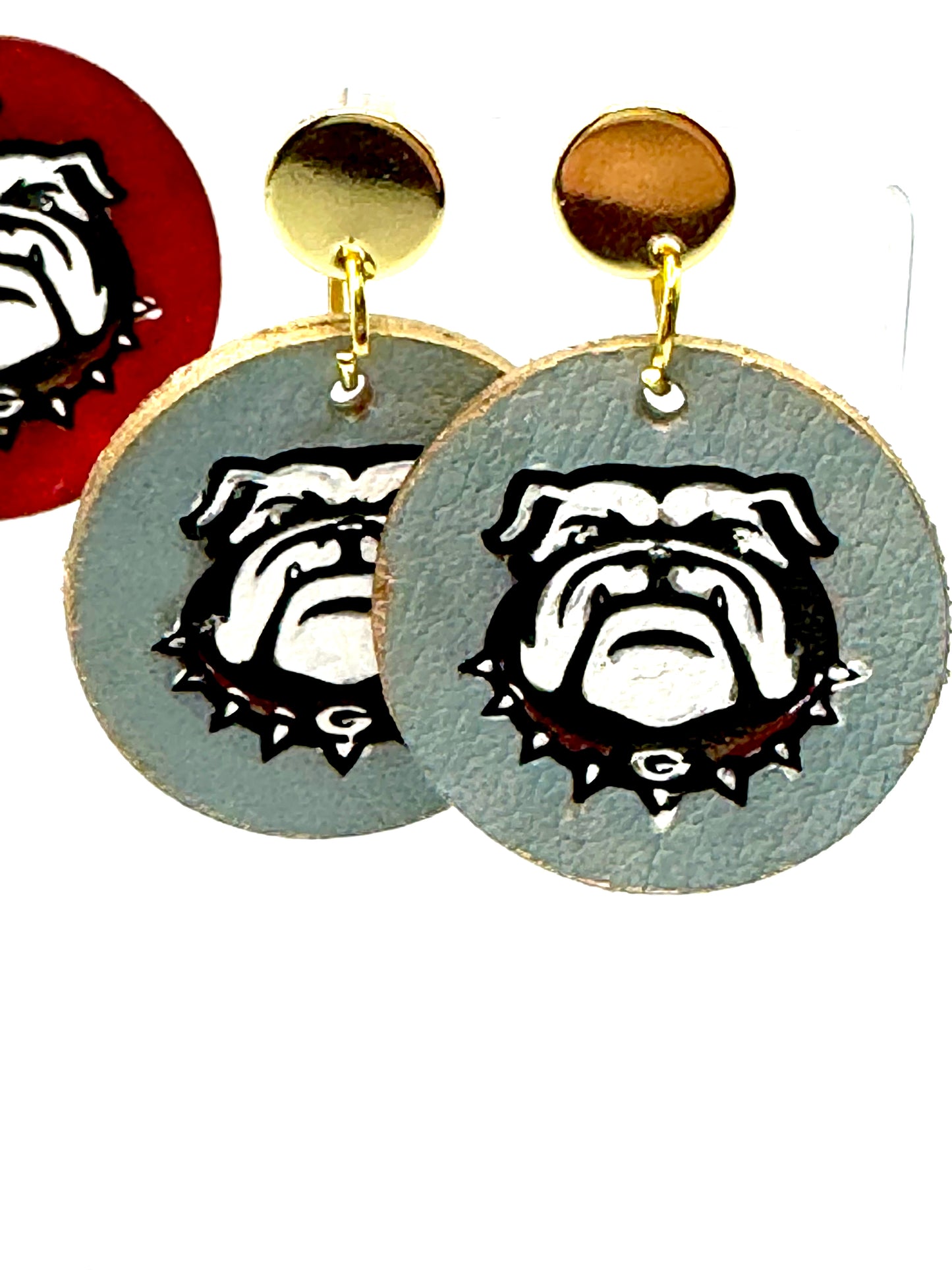 Georgia On My Mind Leather Hand Painted Earrings