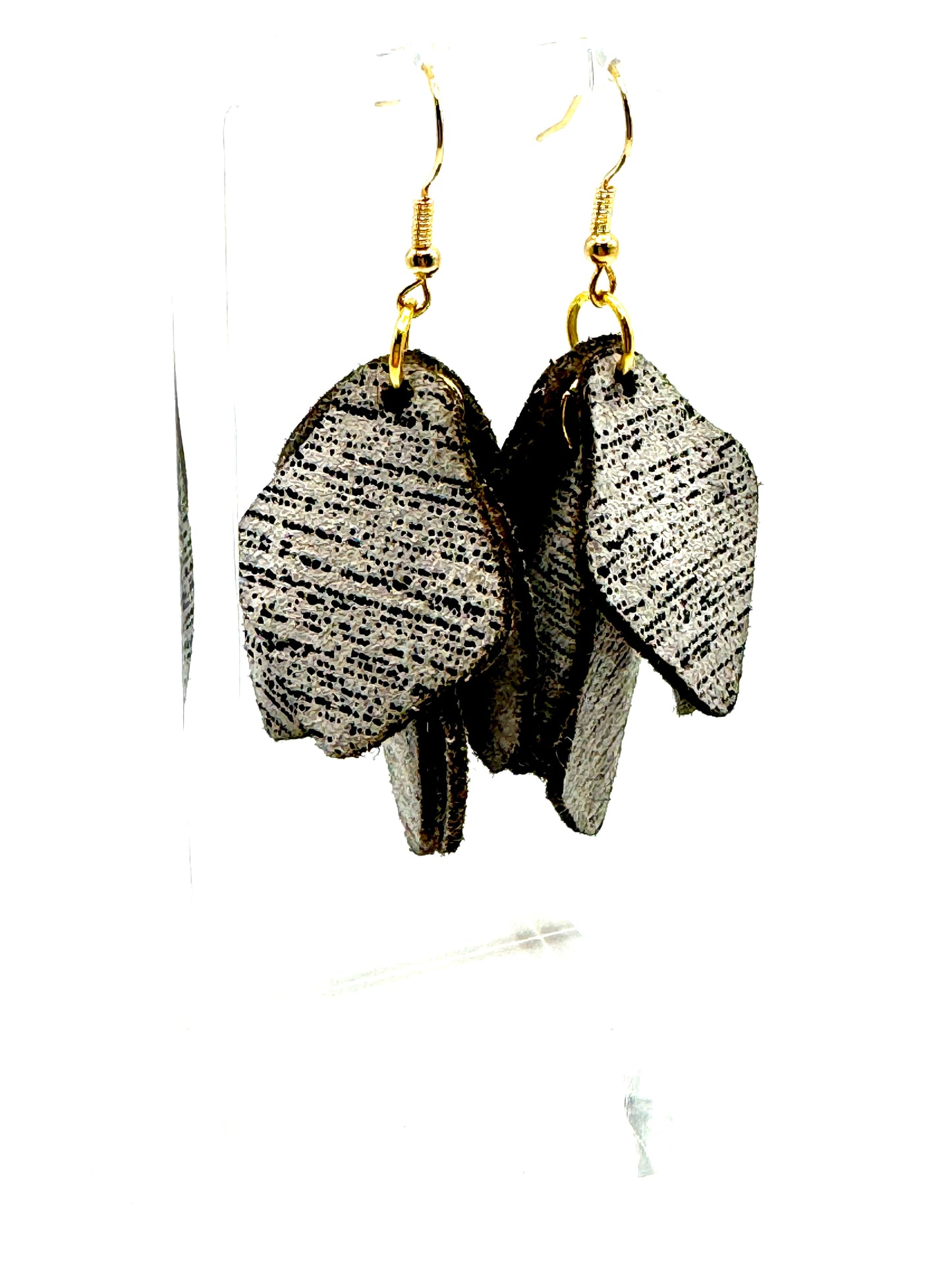 The Mollie Leather Petal Gold Plated Earrings