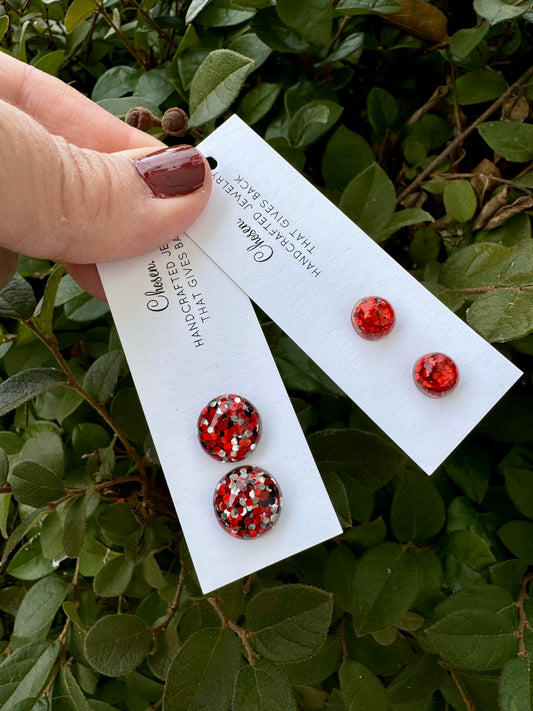 Shades of Red Gold Plated Studs